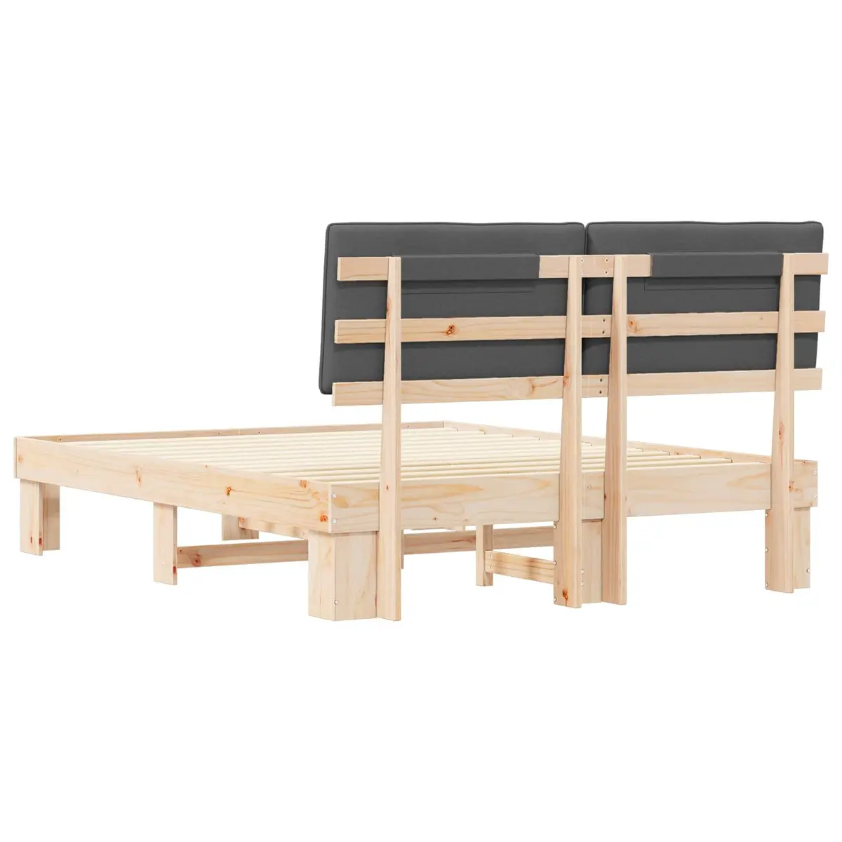 Bed Frame with Upholstered Headboard Grey 150 x 200 cm Wooden Modern Bedroom