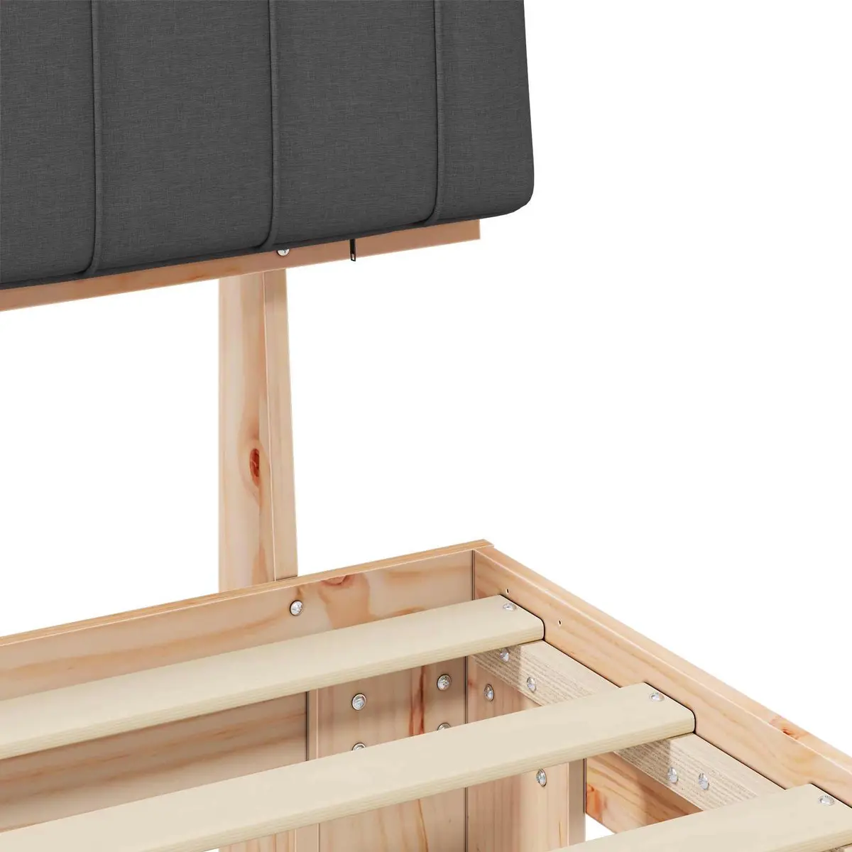 Bed Frame with Upholstered Headboard Grey 150 x 200 cm Wooden Modern Bedroom