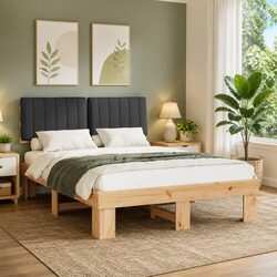 Bed Frame with Upholstered Headboard - Dimensions 135 x 190 cm