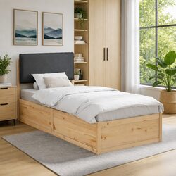 Specifications of Grey Bed Frame with Upholstered Headboard 90 x 190 cm