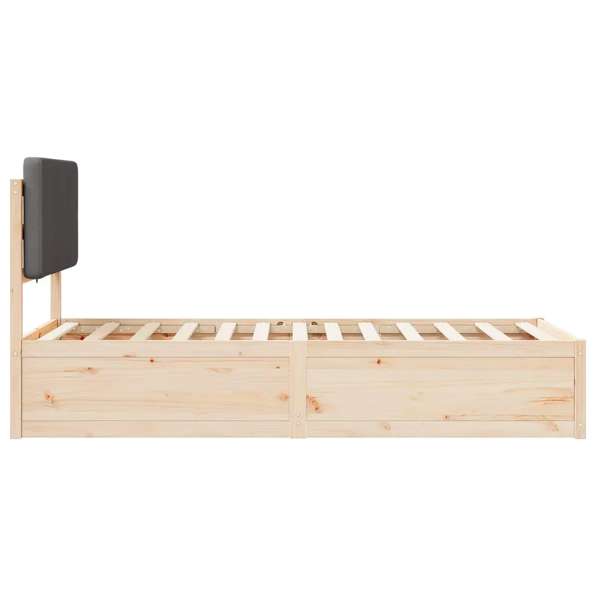 Bed Frame with Upholstered Headboard Grey 90 x 190 cm Modern Wooden Platform