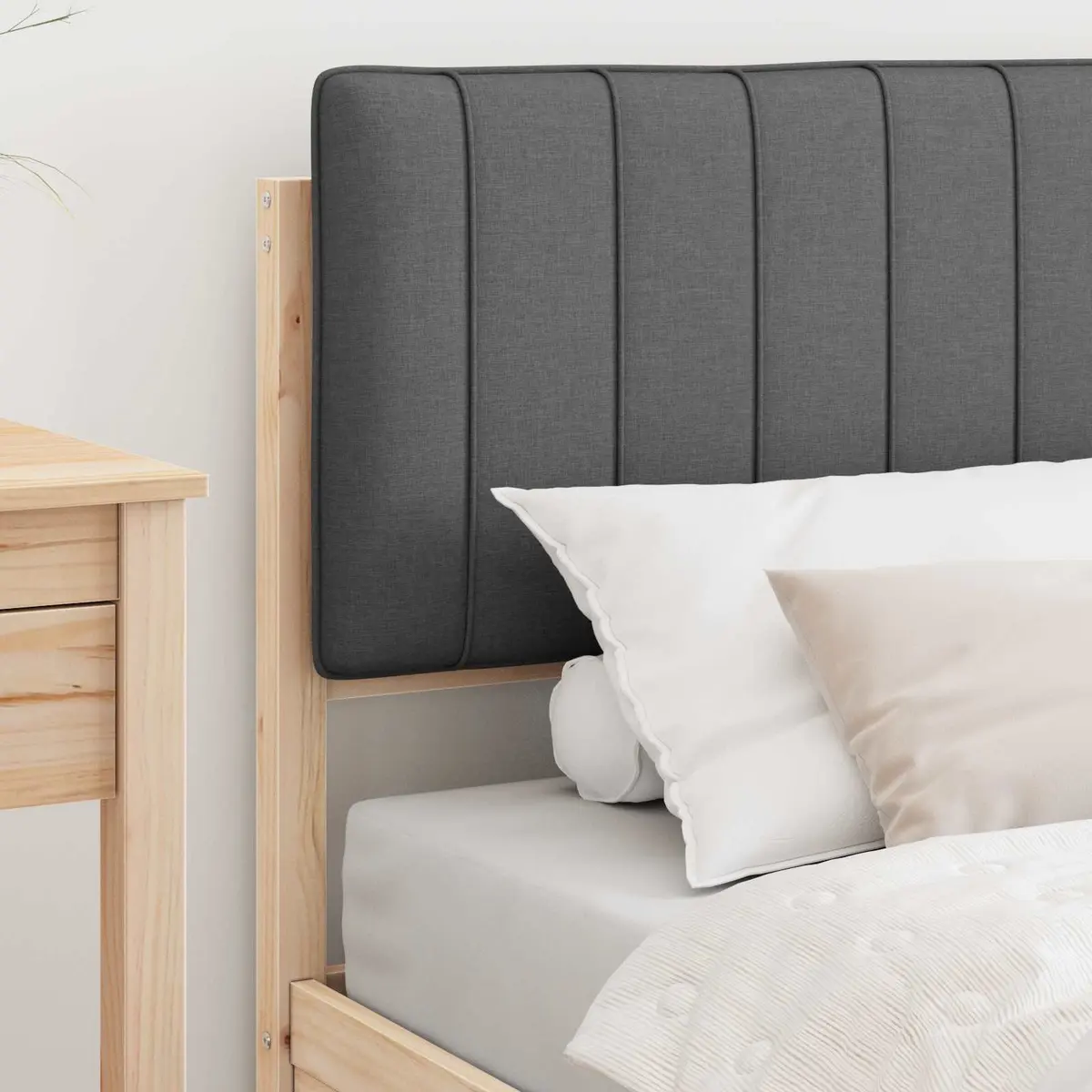 Bed Frame with Upholstered Headboard for Bedroom 90 x 190 cm