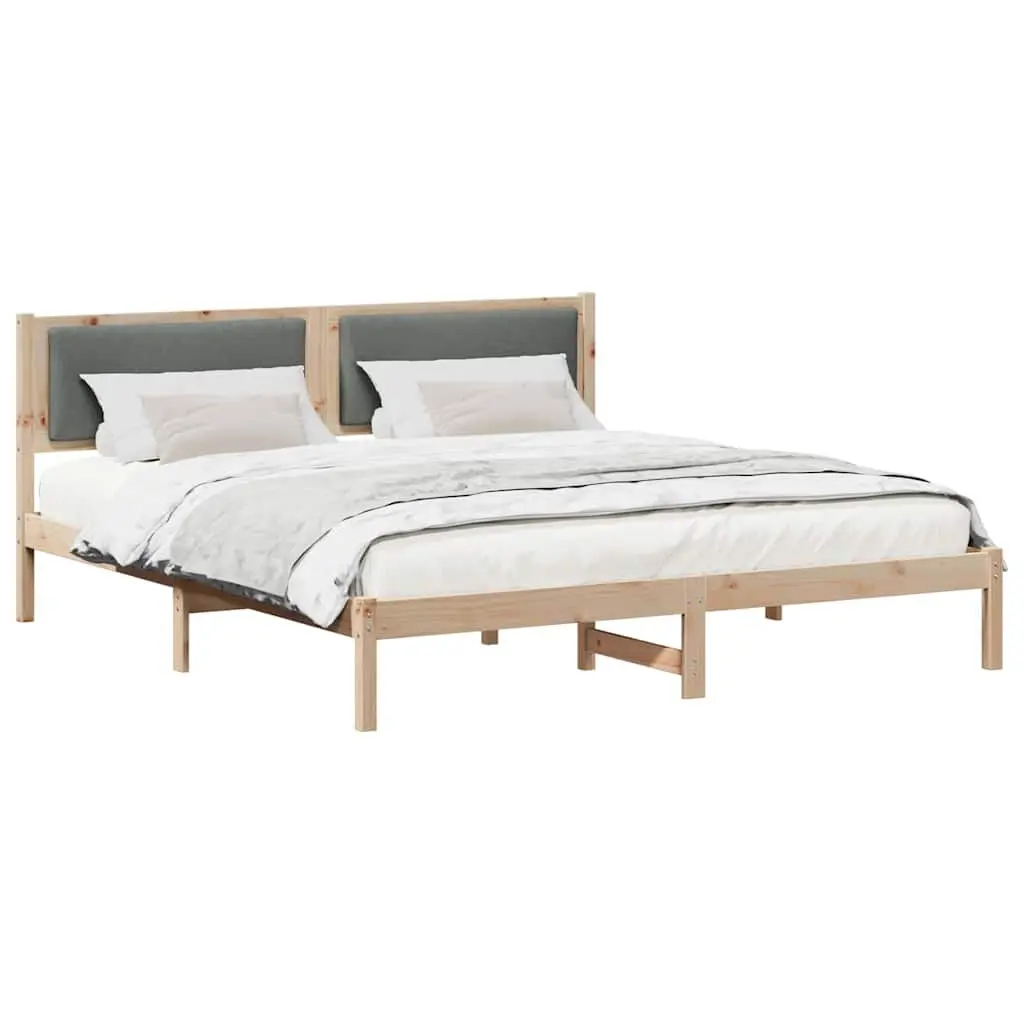 Grey Bed Frame with Headboard 180 x 200 cm
