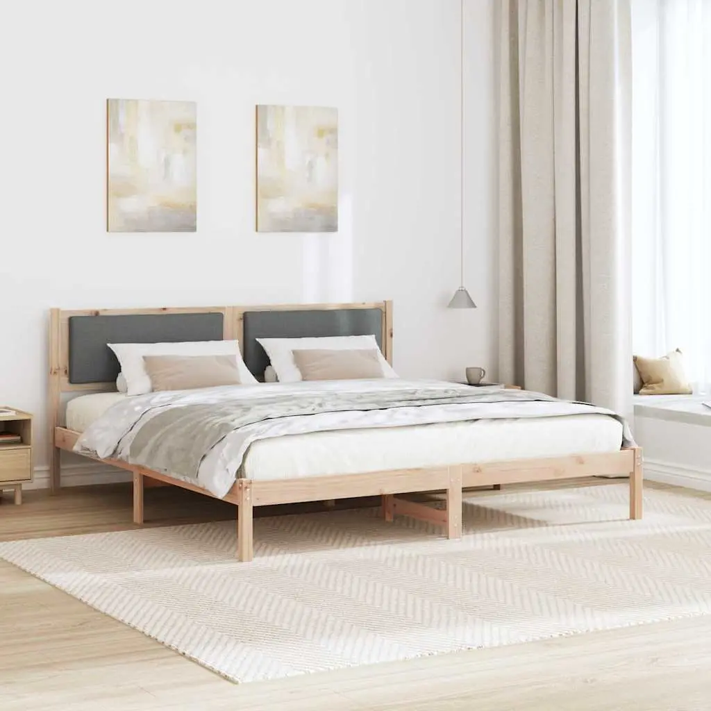 Grey Bed Frame with Headboard 180 x 200 cm