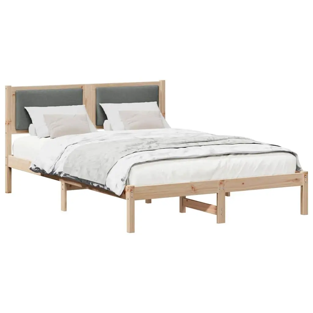 Grey Bed Frame with Polyester Headboard, 150 x 200 cm