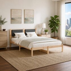 Bed Frame with Headboard Grey 135 x 190 cm – Specs Included