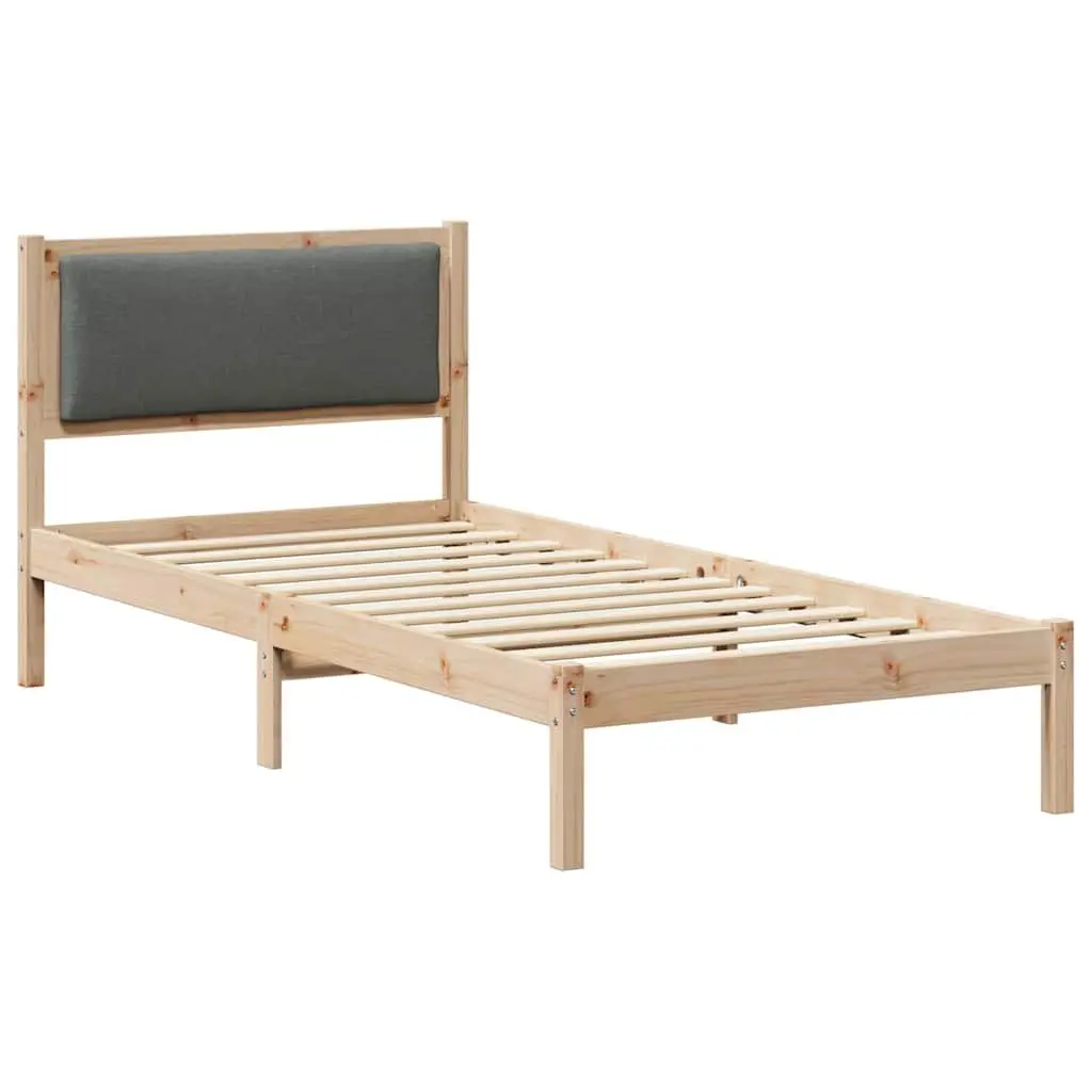 90 x 190 cm Bed Frame with Polyester Headboard in Grey