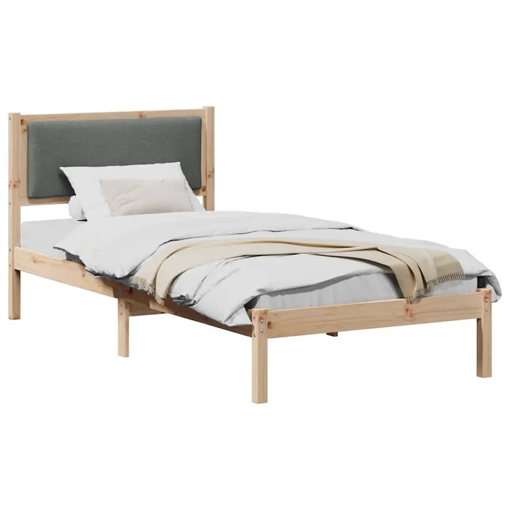 90 x 190 cm Bed Frame with Polyester Headboard in Grey