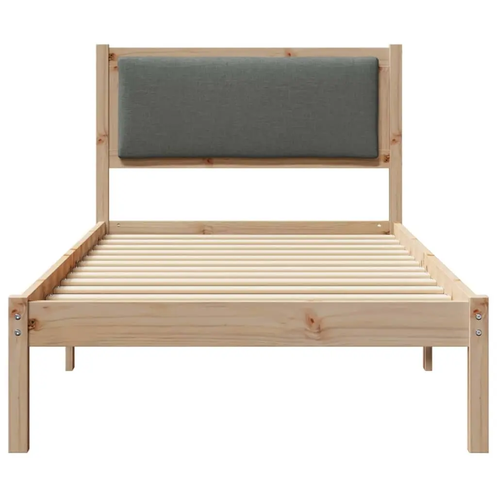 90 x 190 cm Bed Frame with Polyester Headboard in Grey