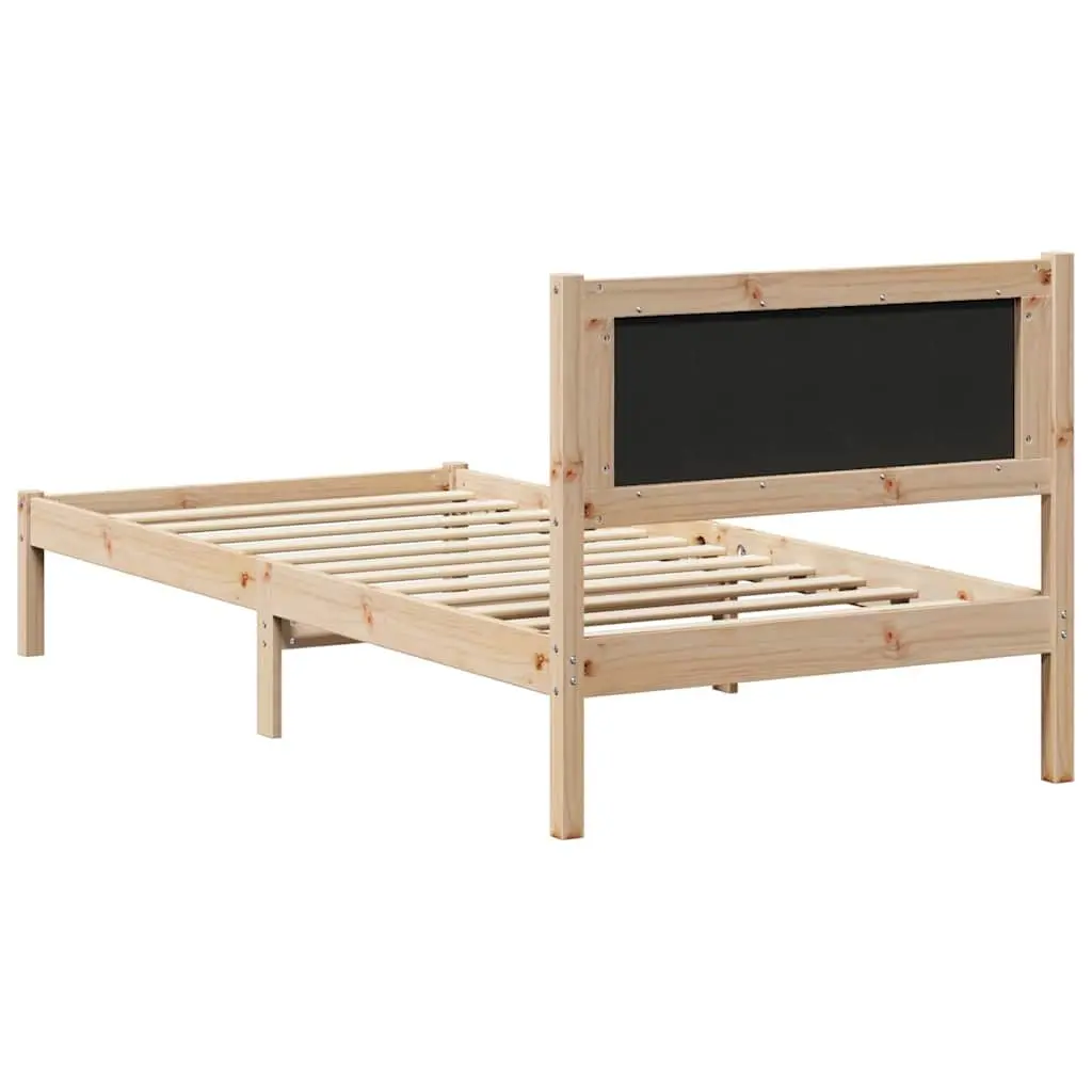 90 x 190 cm Bed Frame with Polyester Headboard in Grey