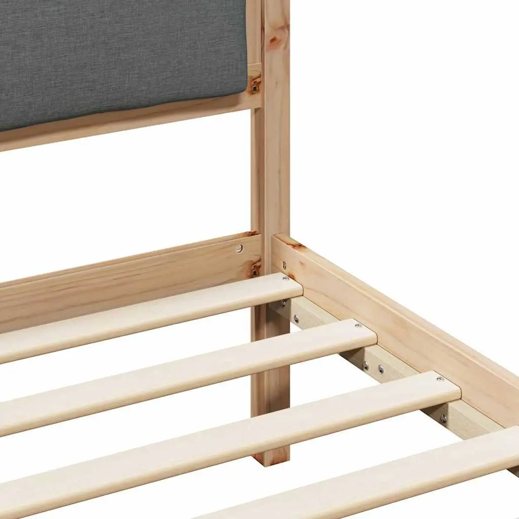 90 x 190 cm Bed Frame with Polyester Headboard in Grey