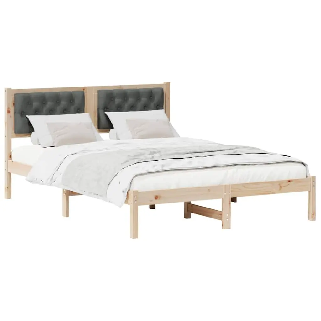 Bed Frame with Headboard 150 x 200 cm Solid Pine Wood Modern Minimalist Bedroom