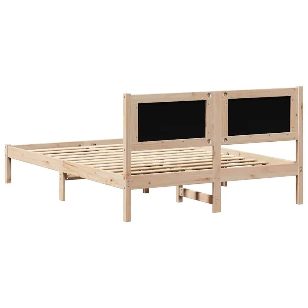 Bed Frame with Headboard 150 x 200 cm Solid Pine Wood Modern Minimalist Bedroom