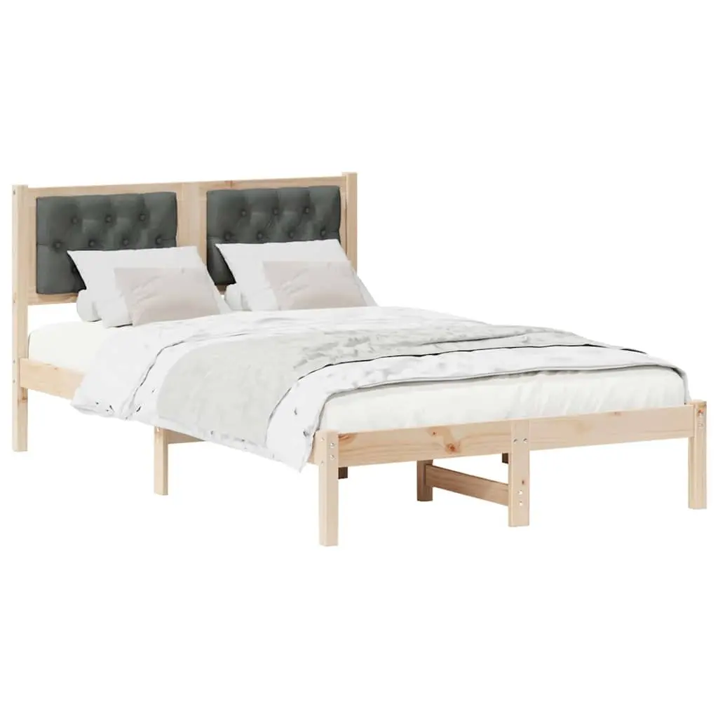 Bed Frame with Headboard 135 x 190 cm Solid Pine Wood Modern Minimalist Design