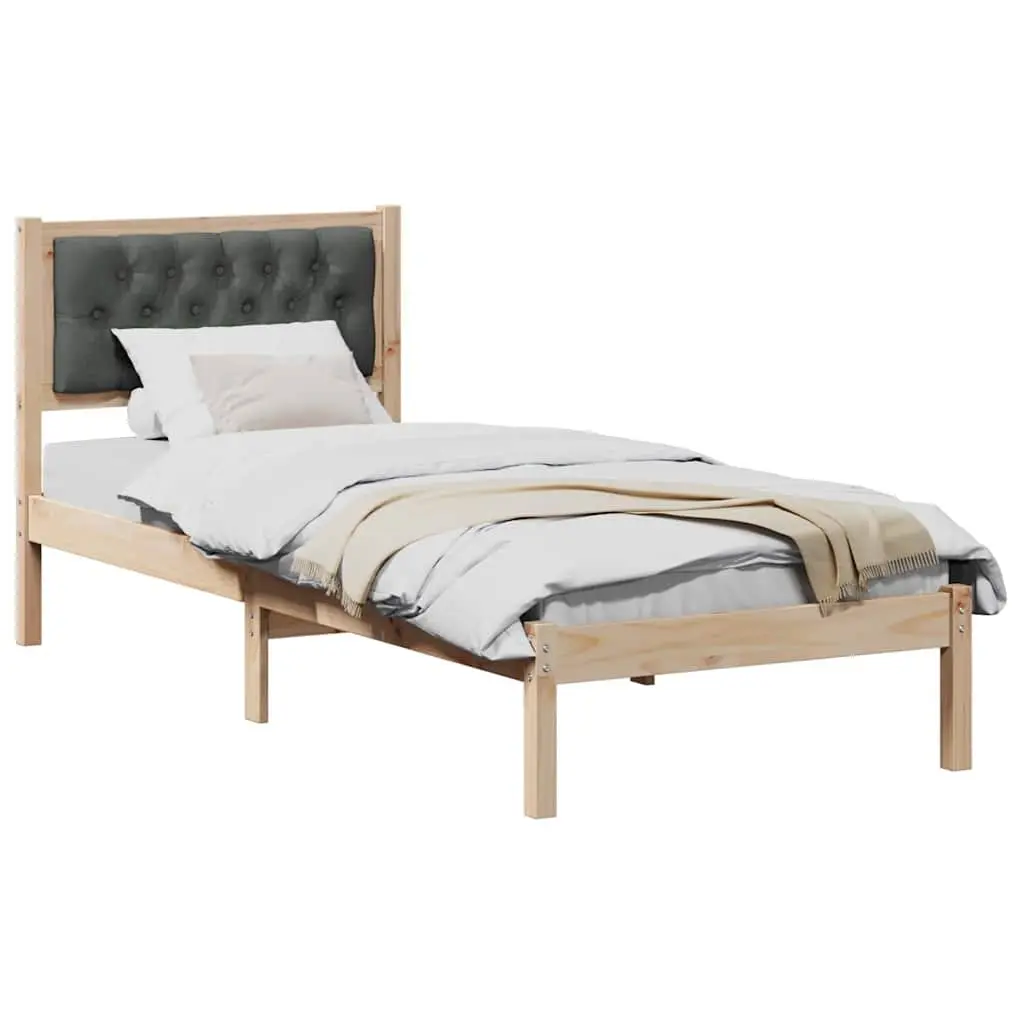Bed Frame with Headboard Bedroom Modern Minimalist 90 x 190 cm Solid Pine Wood