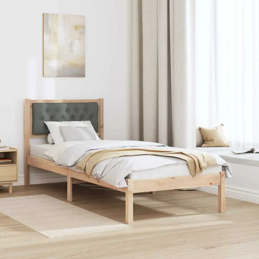 Bed Frame with Headboard Bedroom Modern Minimalist 90 x 190 cm Solid Pine Wood