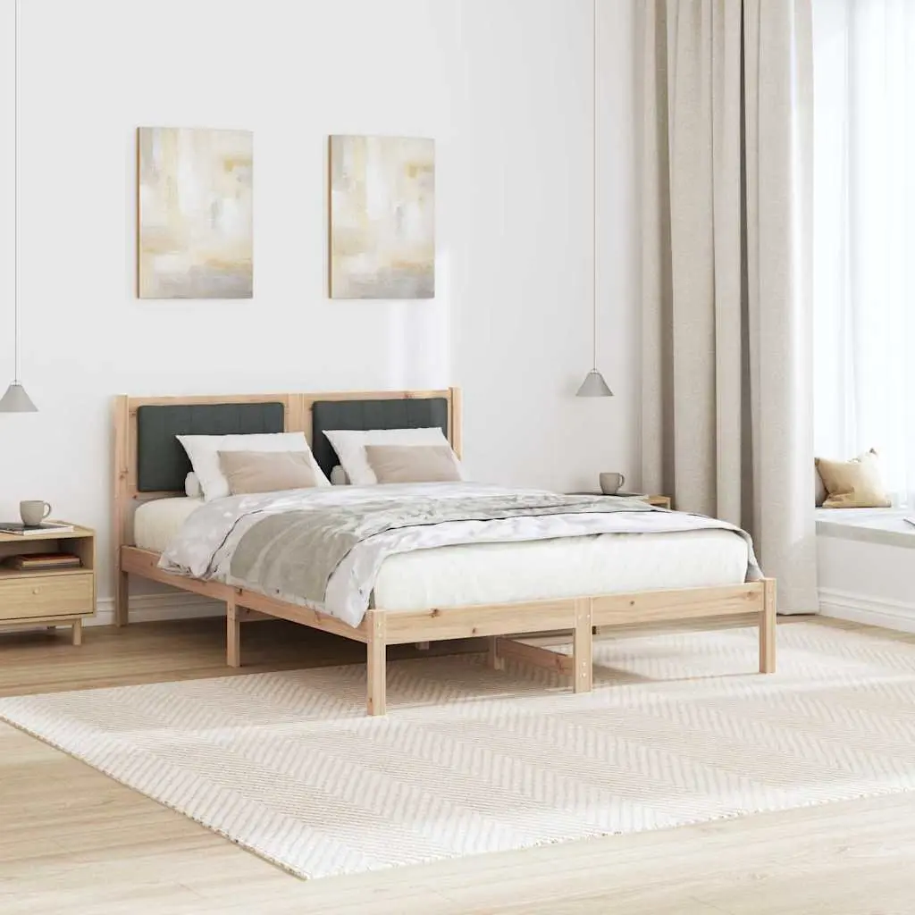 Bed Frame with Upholstered Headboard Modern Bedroom Furniture 135 x 190 cm