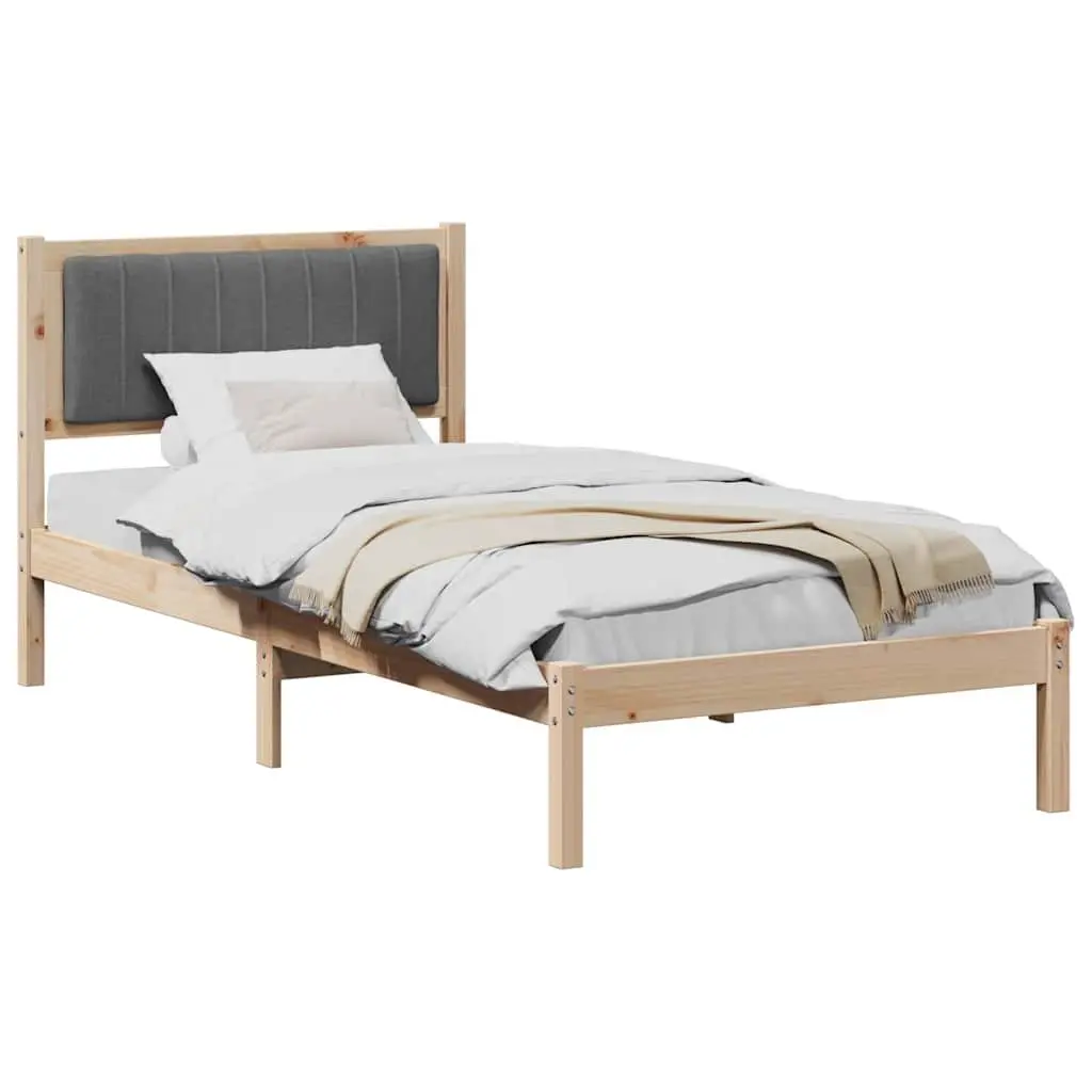 Bed Frame Upholstered Headboard Bedroom 90 x 190 cm Dark Grey