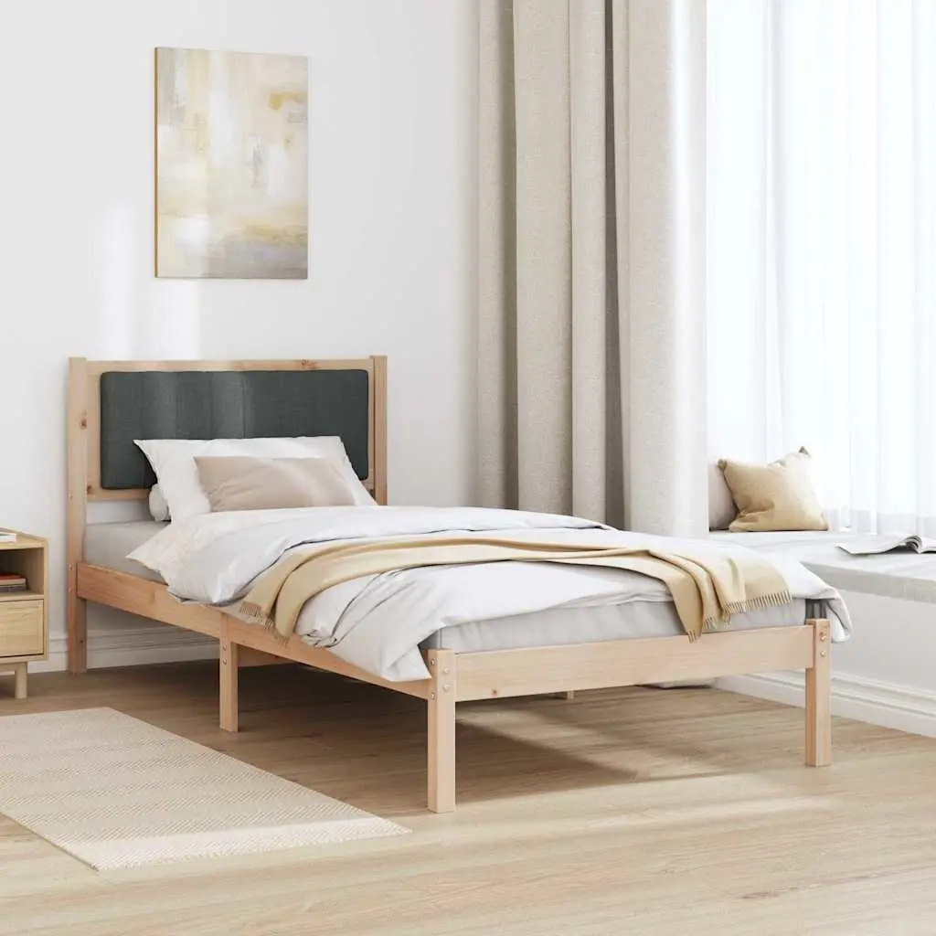 Bed Frame Upholstered Headboard Bedroom 90 x 190 cm Dark Grey