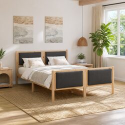 Bed Frame Specifications: 135x190cm, Pine Wood, Upholstered Headboard