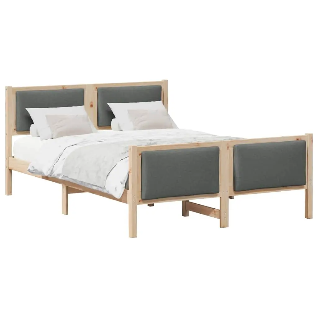 Bed Frame with Fabric Headboard Modern Design Bedroom Furniture 135x190cm
