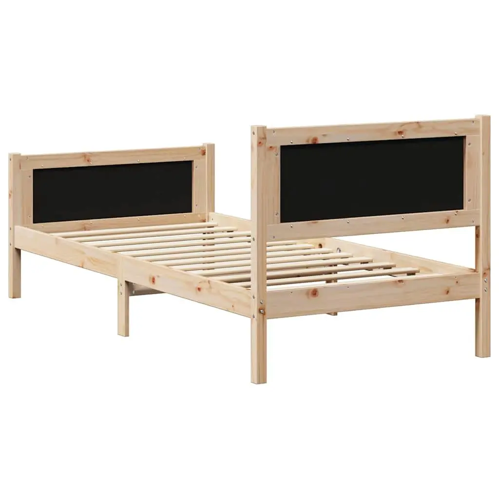Bed Frame with Headboard 90 x 190 cm Slatted Base Platform Bedroom Furniture