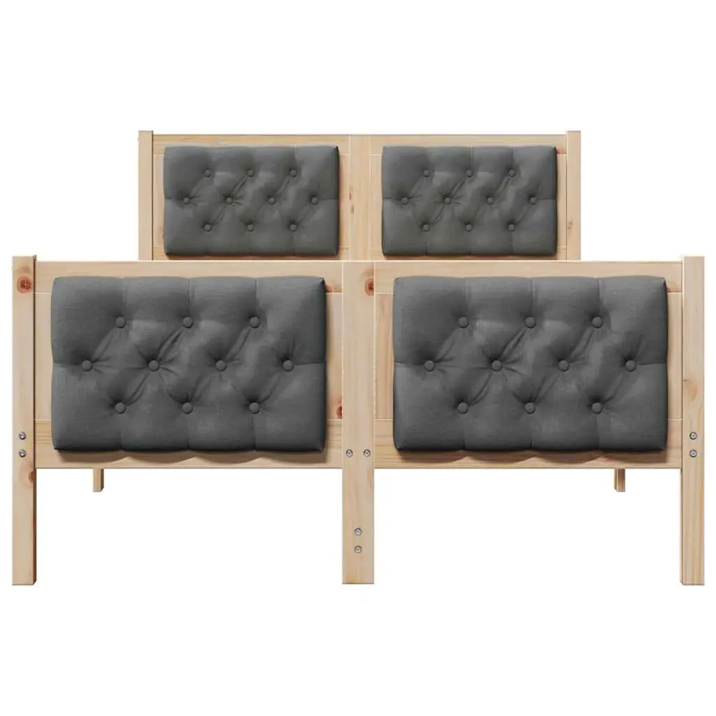 Grey Bed Frame 135 x 190 cm with Solid Pine Wood Construction