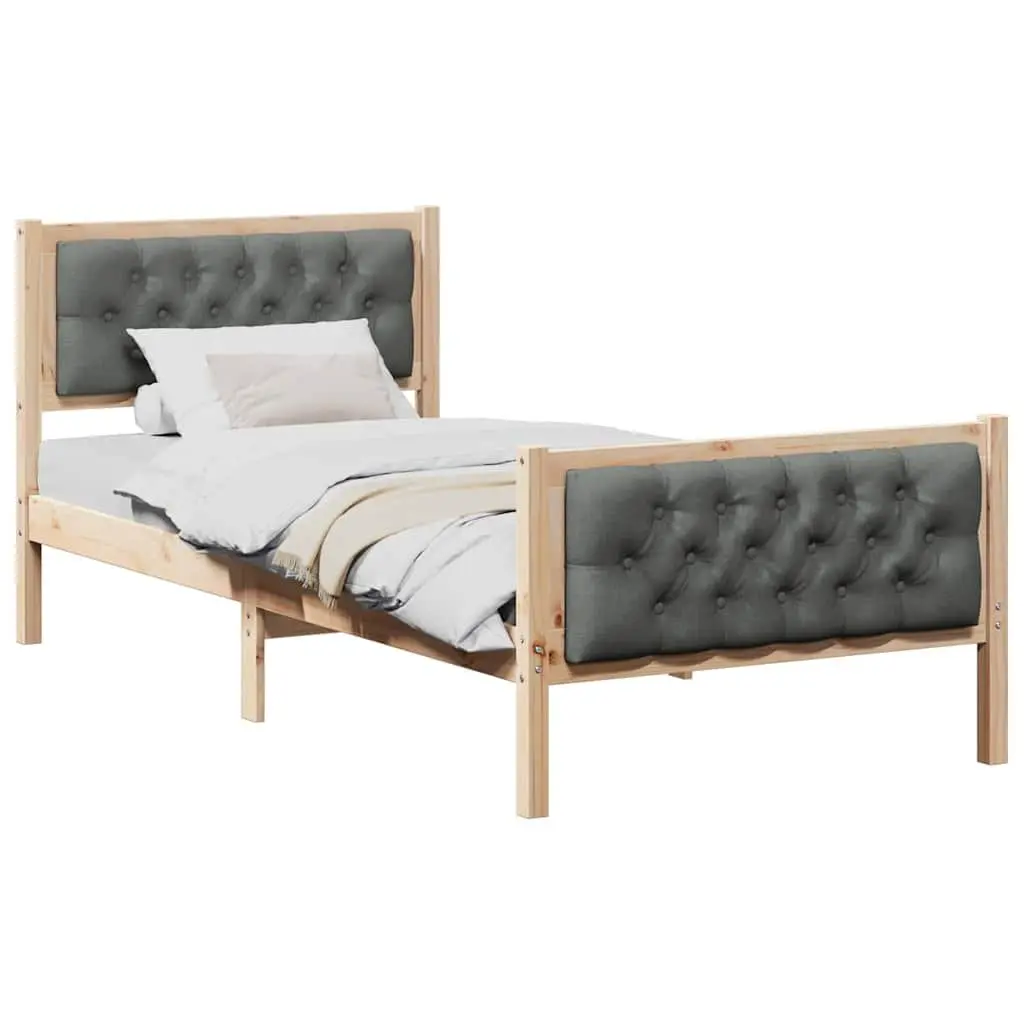 90 x 190 cm Bed Frame with Padded Headboard and Slatted Base