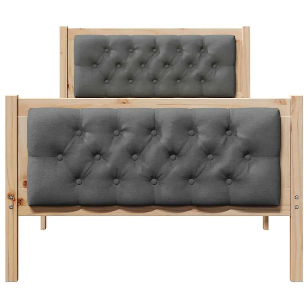 90 x 190 cm Bed Frame with Padded Headboard and Slatted Base