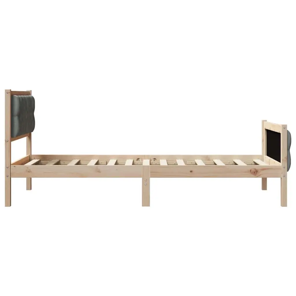 90 x 190 cm Bed Frame with Padded Headboard and Slatted Base
