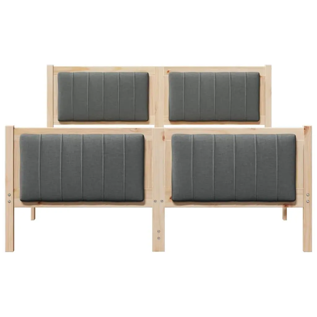 Platform Bed Frame for Bedroom 135 x 190 cm Solid Pine Wood Brown Dark Grey