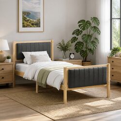 90 x 190 cm Platform Bed Frame Made of Solid Pine