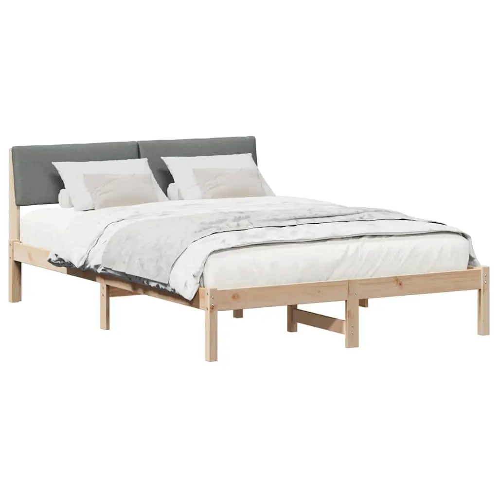 Platform Bed Frame 150 x 200 cm Modern Bedroom Furniture with Headboard Brown