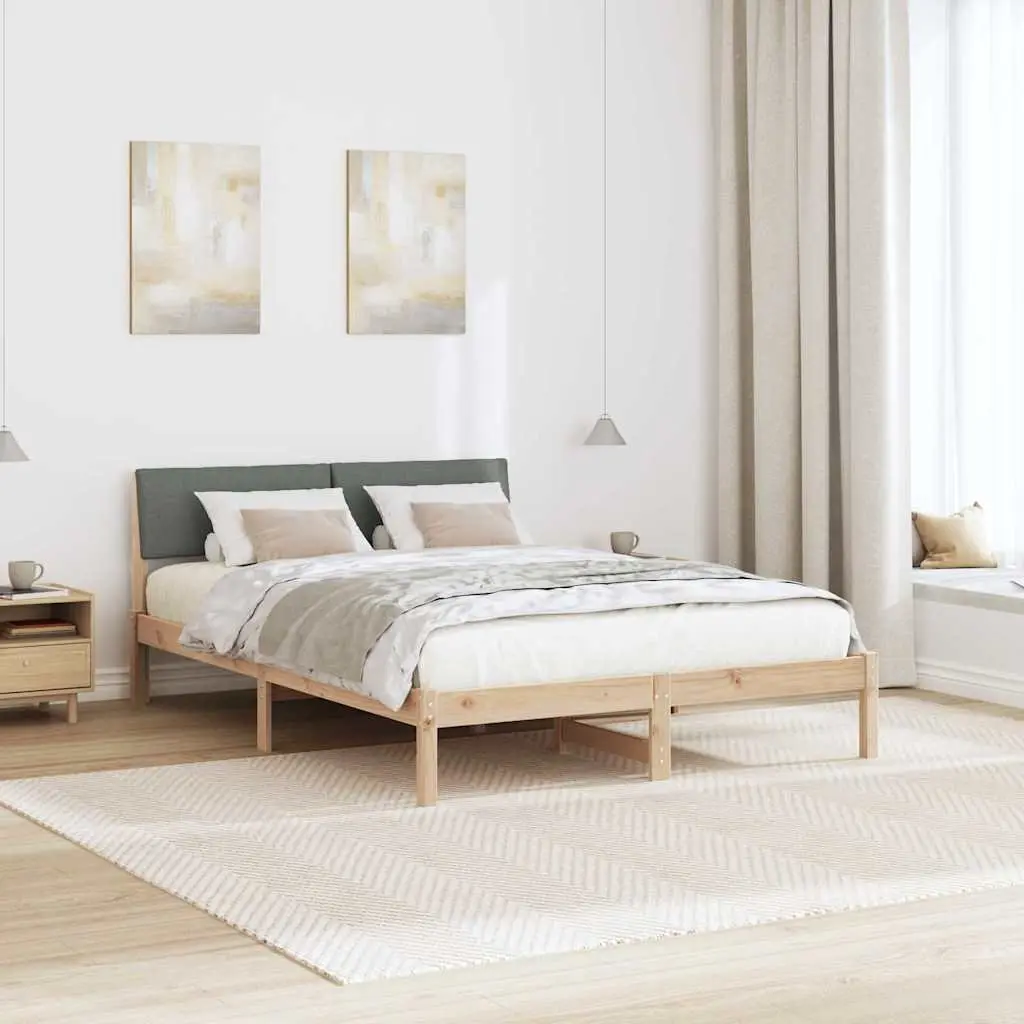 Platform Bed Frame 150 x 200 cm Modern Bedroom Furniture with Headboard Brown
