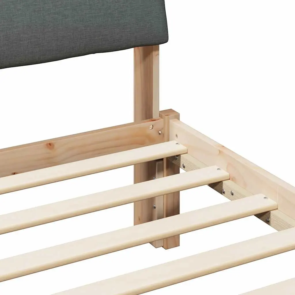 Bed Frame 135 x 190 cm Modern Platform Bedside Furniture Solid Pine Wood Brown