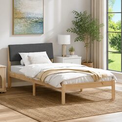 90 x 190 cm Platform Bed Frame Made of Solid Pine Wood