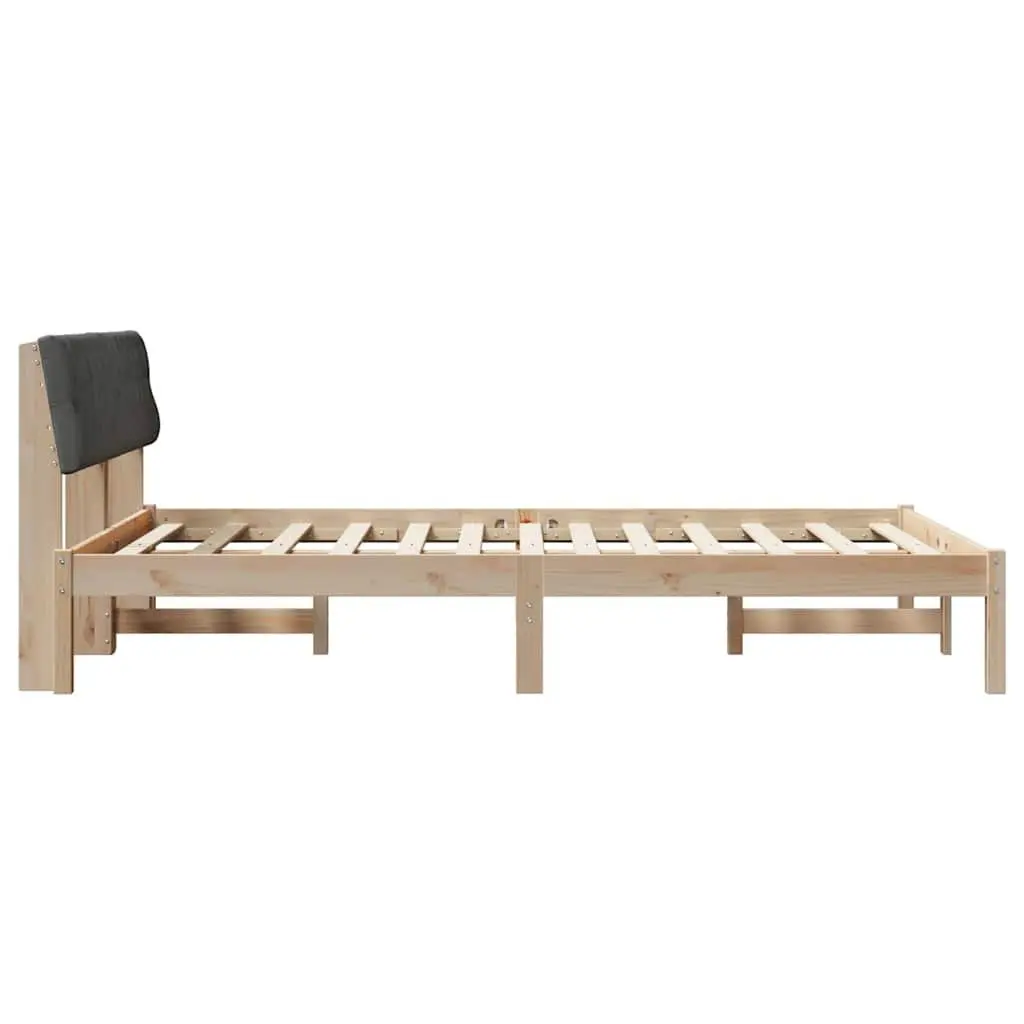 Platform Bed Frame 150x200cm Solid Pine Wood Brown Dark Grey Modern Bedroom