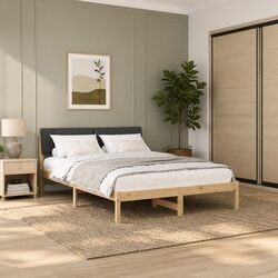 Bed Frame 135 x 190 cm in Solid Pine Wood