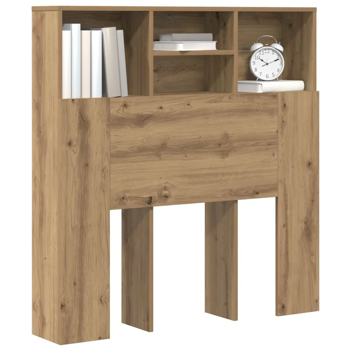 Headboard Cabinet Wall-Mounted Bedroom Storage Shelving Modern Brown Engineered