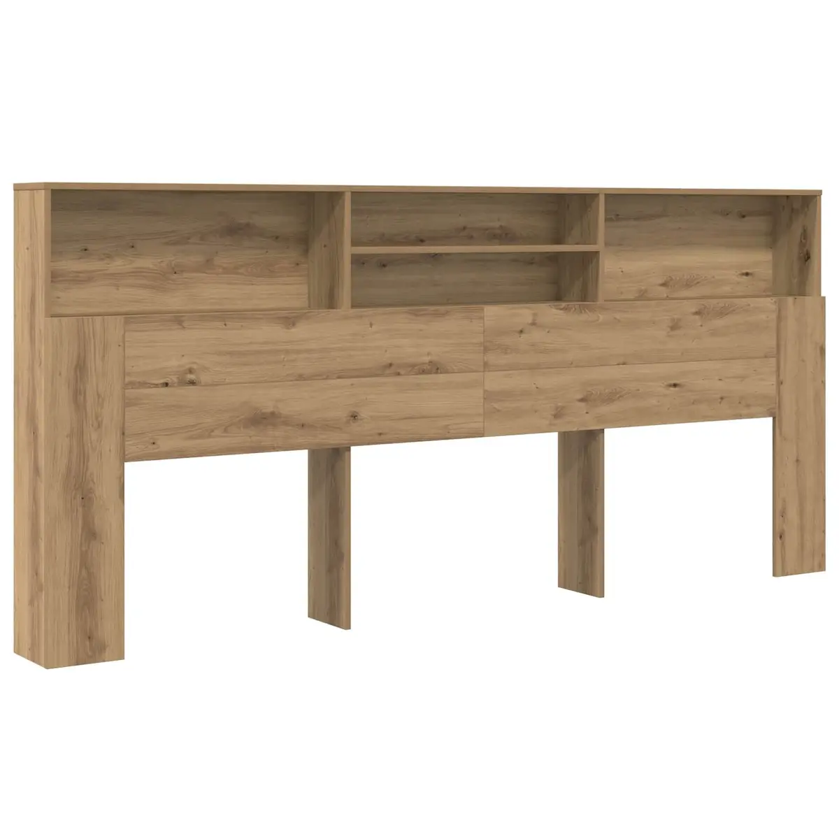 Wall-Mounted Headboard Cabinet with Shelves Modern Bedroom Storage Engineered