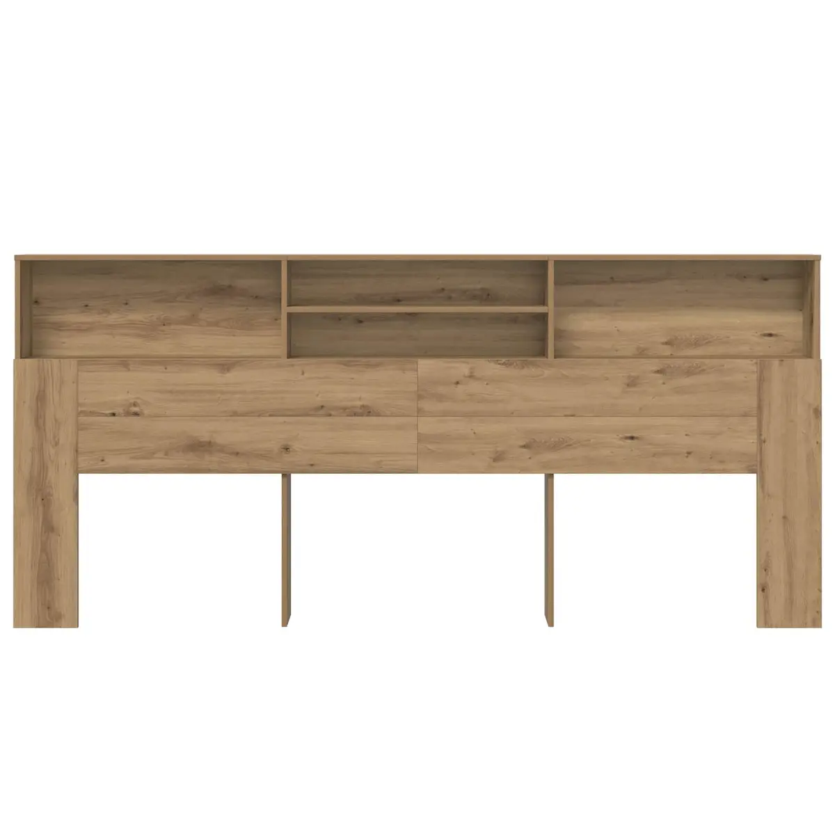 Wall-Mounted Headboard Cabinet with Shelves Modern Bedroom Storage Engineered