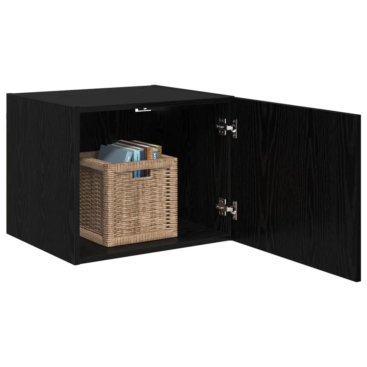 Black Oak Wall Cabinet for Storage