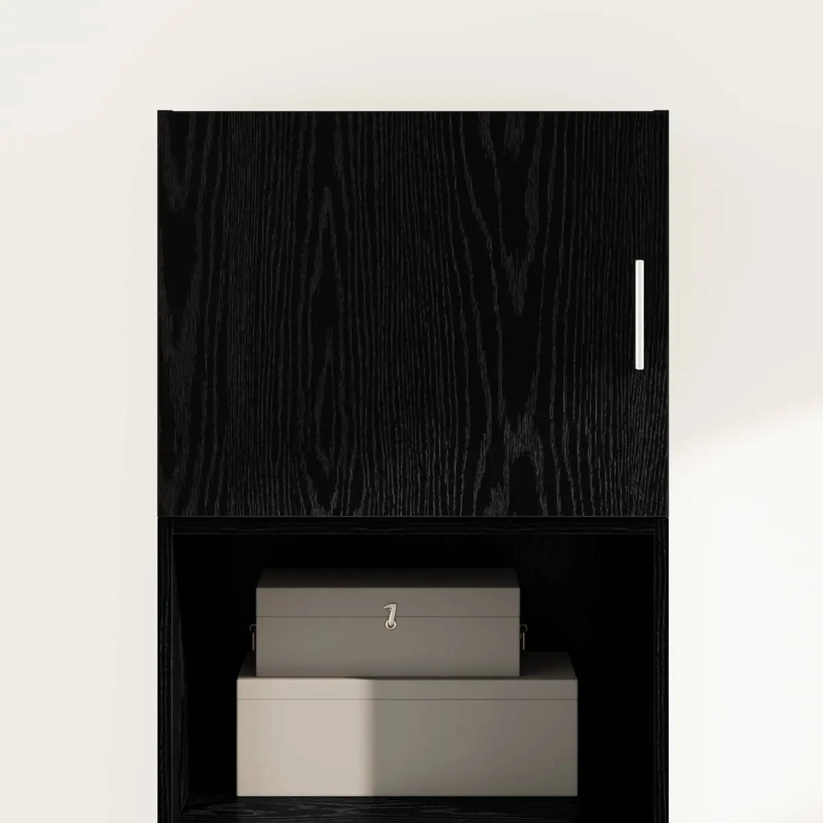 Black Oak Wall Cabinet for Storage
