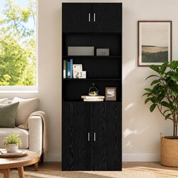 Black Oak Wall Cabinet Specs: 80x42.5x40cm, Engineered Wood