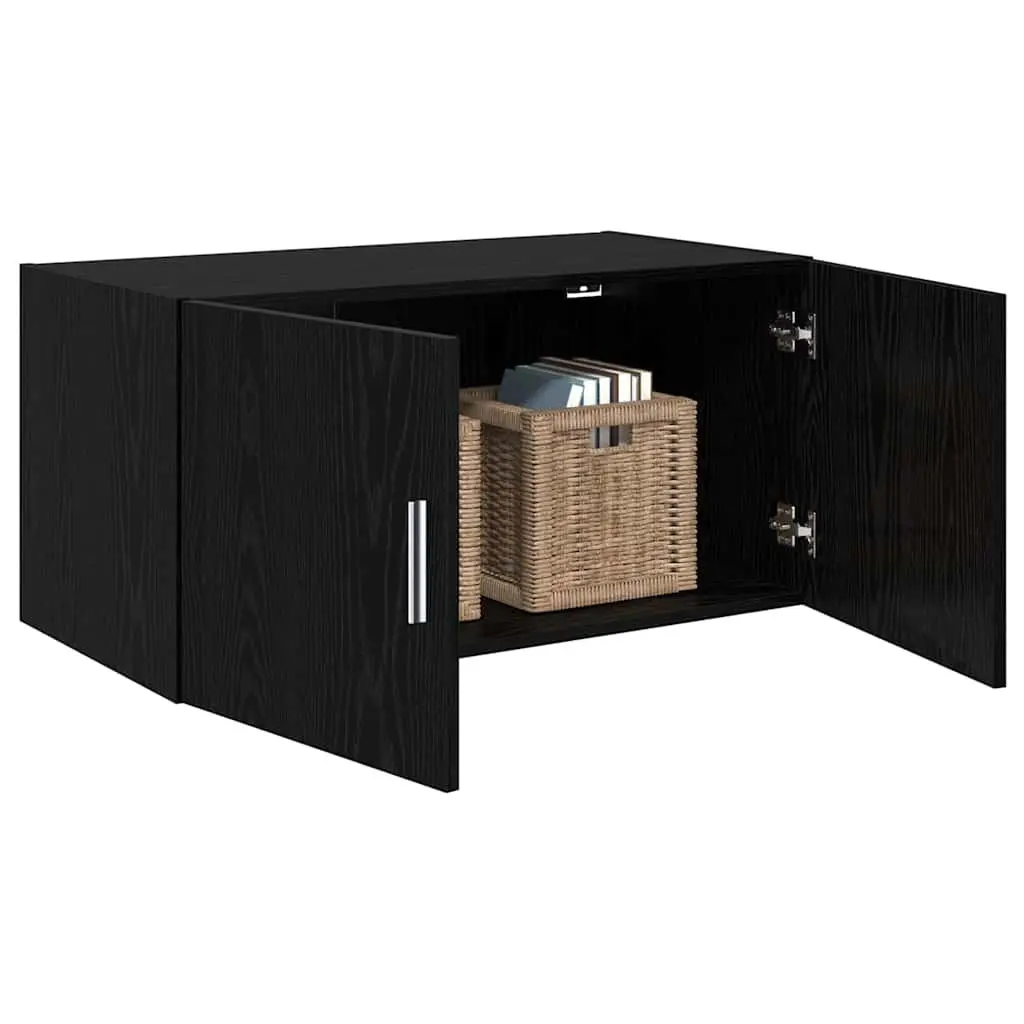 Wall Cabinet Storage Furniture for Dining Room Living Room Bedroom Engineered Wood Black Oak 80x42.5x40cm