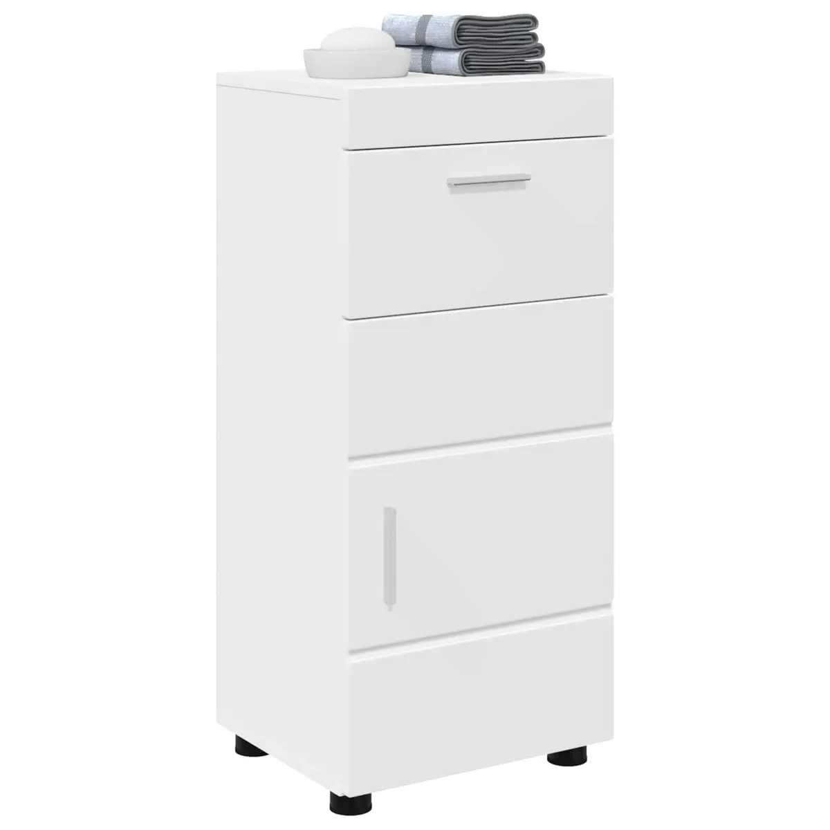 Bathroom Vanity Unit with Drawer Storage Cabinet White Modern Matte