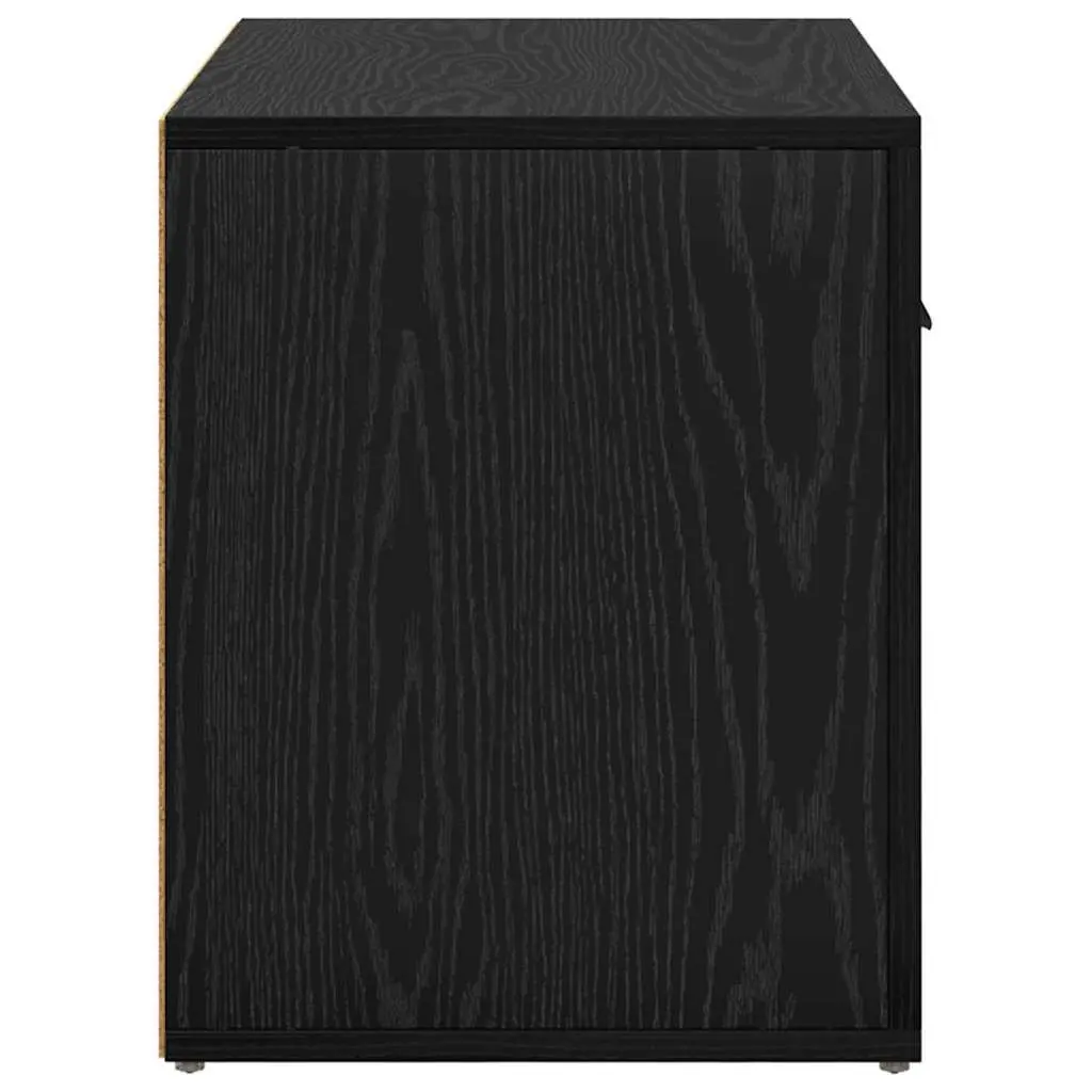 Bedside Cabinet Black Oak Engineered Wood Bedroom Storage 35 x 60 x 50 cm