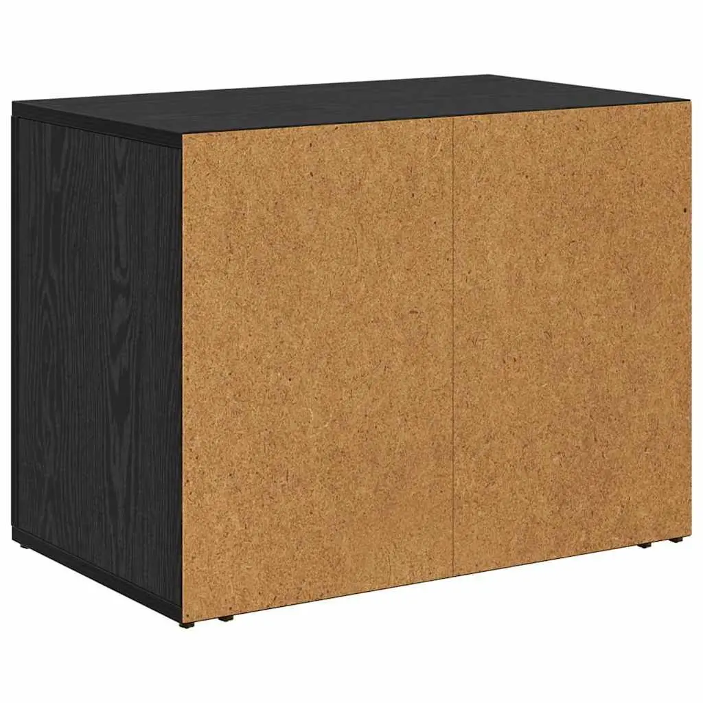 Bedside Cabinet Black Oak Engineered Wood Bedroom Storage 35 x 60 x 50 cm