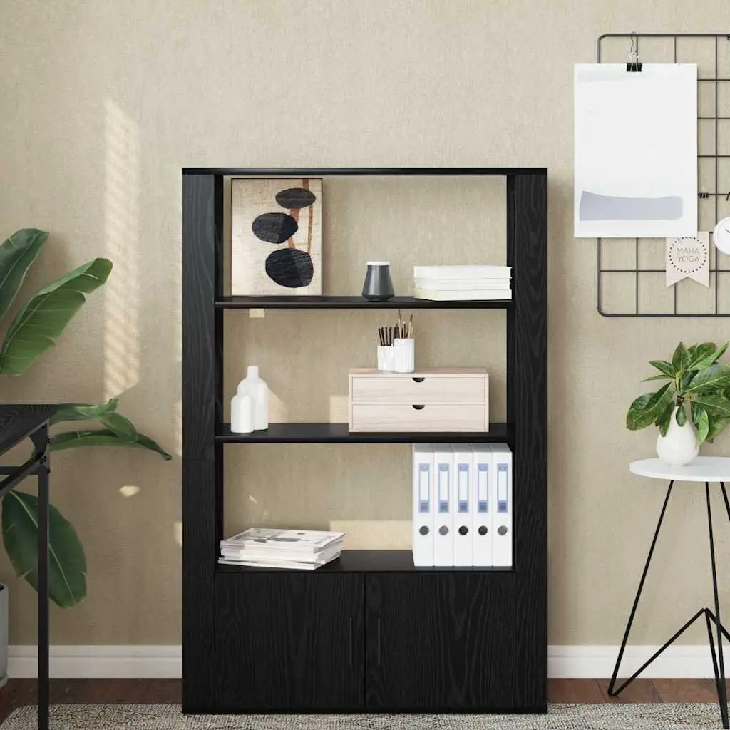 Black Sideboard Storage Cabinet for Living Room Dining Room Entryway 30 x 80 x 119.5 cm