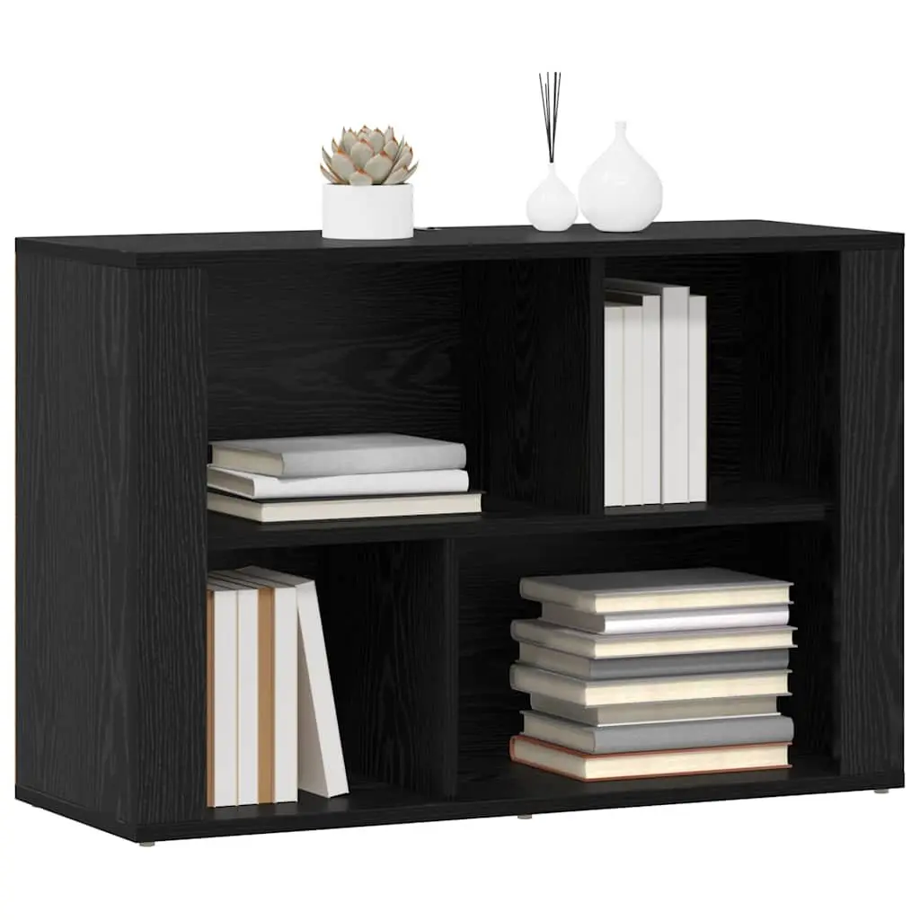 Sideboard Black Oak Living Room 80 x 30 x 53 cm Engineered Wood Storage Cabinet